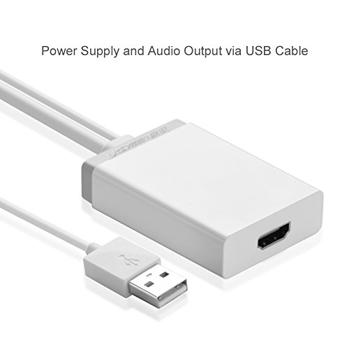 Ugreen VGA auf HDMI Konverter Adapter Audio Übertragung1080P HDTV mit USB Stromversorgung unterstützt für Computer, Projektor, Laptop, DVD-Player, Set-Top-Box, Spieler und so weiter VGA Signal Ressourceneingangs Weiß - 6