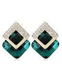 Shining Diva Fashion Green Crystal Stylish Stud Tops Earrings for Women and Girls (8776er)