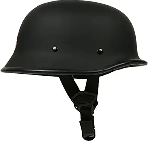 Ezip ABS Plastic German Retro Style Half Helmet World War Inspired Free Size for Harley Davidson Forty-Eight (Matte Black)