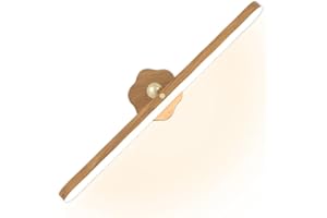 Peppy LED Rechargeable Mirror Lights, Magnetic Bathroom Light Fixtures Three-Level Dimmable Touch Control Vanity Lights Bar, Wooden Mirror Light for Bathroom Living Room Bedroom