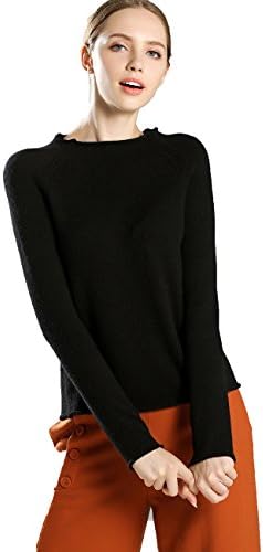Xiouli Women's Long Sleeve Boat Neck Cashmere Sweater Pullover 18U9946 (XL,black)
