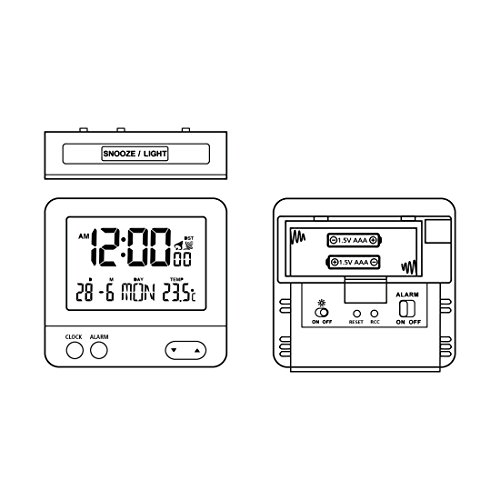 Hama Funk Wecker RC540 (sensorgesteuerte Nachtlichtfunktion, Schlummerfunktion, Temperatur- und Datumsanzeige) weiß - 5