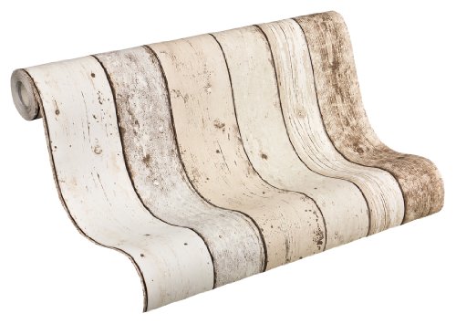 A.S. Création Tapete New England, Mustertapete in Holzoptik, beige, braun, weiß, 895110