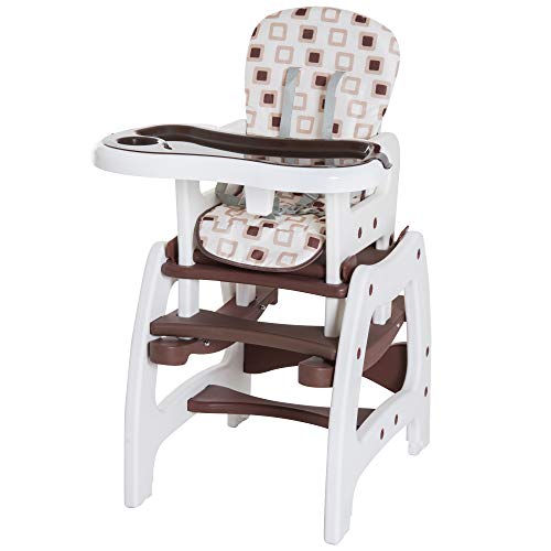 HOMCOM 3 en 1 Sillita Trona Mecedora Balancin Bebe Convertible Multifuncional Infantil Color Cafe