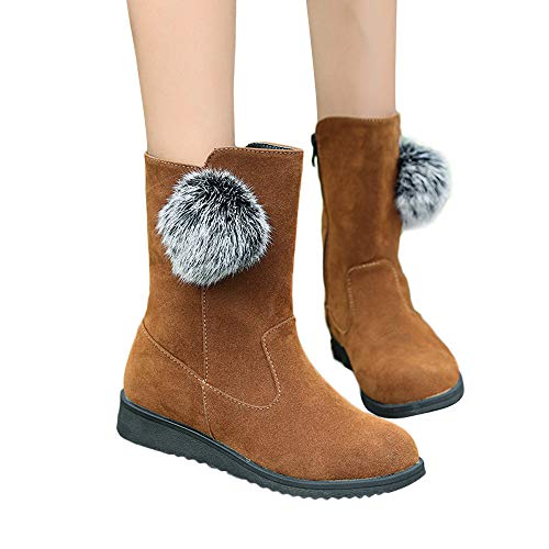Preisvergleich Produktbild TianWlio Stiefel Frauen Winter Warm Schuhe Stiefeletten Boots Halten Schlüpfen Schneestiefel Weihnachten Frauen Flache Schuhe Haarballen Schneeschuhe Wildleder Zipper Boots Runde Zehe Warm Boot