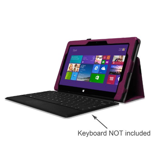 [Eckenschutz] Fintie Microsoft Surface Pro / Pro 2 Hülle Case – Hochwertige Kunstleder Slim Fit Stand Cover Tasche Schutzhülle Etui mit Stylus-Halterung für Microsoft Surface Pro / Pro 2 10.6″ Zoll Tablet, Lila - 3