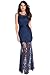 Produktbild LETSDO Spitze Satin Patchwork-Partei-Maxi Kleid (L, Navy)