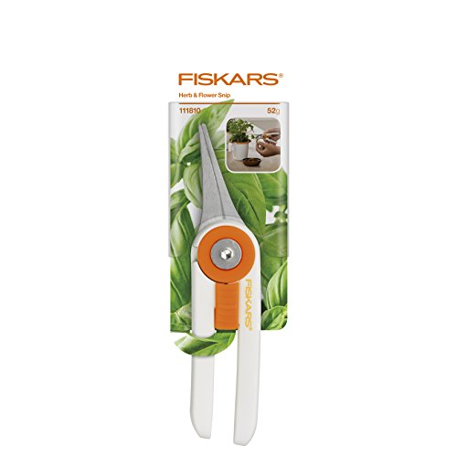 Fiskars Kräutergartenschere, Gesamtlänge 14,5 cm, Rostfreie Stahl-Klingen/Kunststoff-Griffe, Weiß/Orange, 1003481 - 7