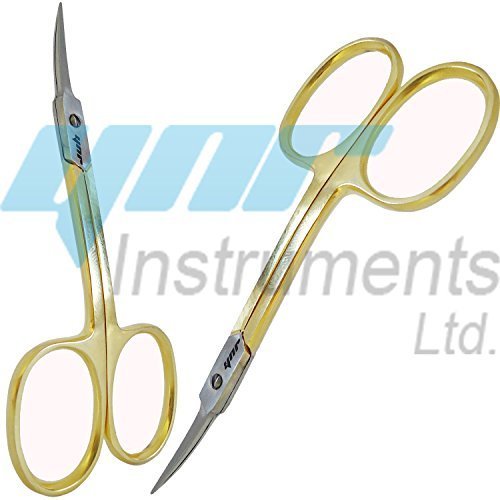 YNR® SUPER SHARP CURVED EDGE CUTICLE NAIL SCISSORS ARROW POINT GOLD SILVER STEEL