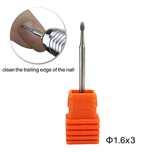 TP 3/32 Carbide Cuticle Clean Drill Rotary Dremel Bit Manicure Pedicure File Tool for Nail Salon (1.6 x 3MM - Orange)