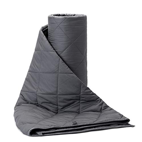 BUZIO Weighted Blanket (6.8kg for 56-97 kg Persons, Queen Size) | Heavy Blanket for Adults | Organic Cotton Material with Glass Beads, 150 x 200 cm, Grey