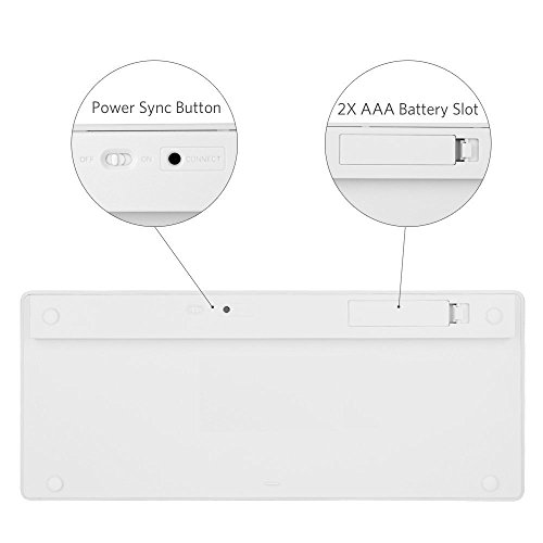 BORIYUAN Ultra dünn Bluetooth 3.0 Wireless Tastatur(Qwertz) Kabellose Deutsche Keyboard für IPad, iPhone, Samsung Galaxy Tab, Galaxy Note, Smartphones. Kompatibel mit allen iOS, Android, Mac, und Windows Geräten. Weiß - 4