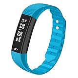 KING Watch Fitness Tracker Slim, Bluetooth Fitnessuhr mit Blutdruck und Herzfrequenz, Schrittzähler, Schlaf Tracker, Kalorienzähler, Wasserdichte Pedometer-Uhr für Kinder, Frauen und Männer,Blue