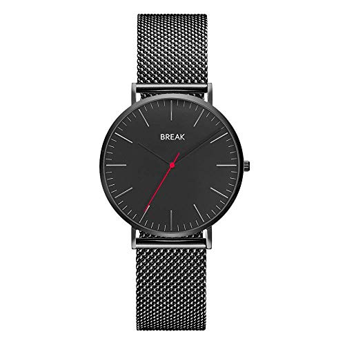BREAK Reloj para Mujer Reloj de Pulsera de Movimiento de Cuarzo Japonés con Esfera Grande, Ultra Fino Clásico con Malla de Acero Inoxidable