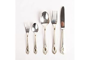 Franquihogar - Set de cubiertos acero inoxidable 18/10 baño de plata y oro, cubertería de 36 piezas para 6 - cuchara, cuchillo, tenedor, cucharilla, cuchillito y tenedor postre - Toscana Royal 1280
