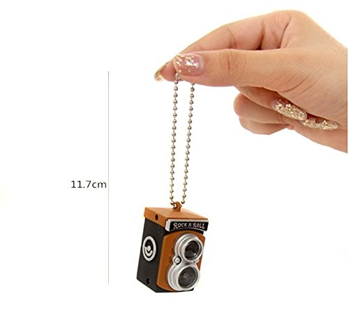 Preisvergleich Produktbild philna12 Mini doppelt Spiegelreflexkamera Stil Sound Schlüsselanhänger LED Flash Light Taschenlampe (grau)