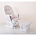 Little House Reclining Glider Chair and Footstool Nursing Chair-White wood and beige