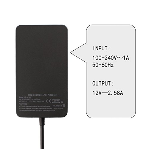 Power-pro neu Extra lang 180cm 12V 2,58A Microsoft 1625 inkl. USB 5V 1A passt Netzteil Ladegerät AC-Adapter mit 6 Fuß Netzkabel für microsoft surface Pro 3, Pro 4, Surface Book - 2