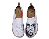 Superleicht wie Feder UIN Herr Schweigen Bemalte Canvas Schuhe Herren Slip On Weiß (43)