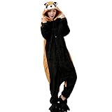Aivtalk Unisex Schlafanzug Für Erwachsene Korallen Samt Tier Nachtwäsche Cartoon Einteiler Pyjamas Herren & Damen Cosplay Kostüme Tierkostüme Sleepwear Asiatische Größe L - Waschbär