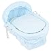 Isabella Alicia Broderie Anglais Milano Wicker Moses Basket (Blue)