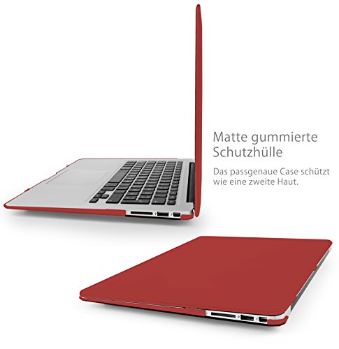 MyGadget Macbook Air 13 Zoll *gummierte Schutz Hülle* (Laptop Modell ab Mitte 2011) Plastik Schutzhülle mit Gummi Hartschalen Cover Bordeaux Rot - 3