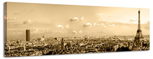 Panorámica Lienzo París ciudad Sepia lienzo pared arte Lienzo imagen
