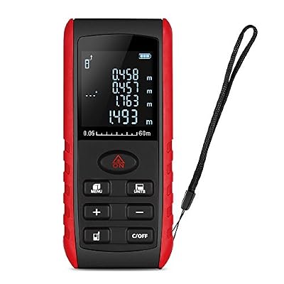 GBlife Télémètre Laser 60m Professionnel Numérique Joyhero Multifonctionnel Haute Précision Mesure Distance Surface Volume Anti-Poussière avec LCD Rétro-éclairage pour Extérieur et Intérieur Bricolage