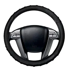 Omkar Traders Grippy Leatherette Car Steering Cover Black Medium Size - for All Car Model