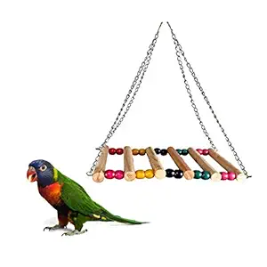 Taiyo Pluss Discovery Bird Toys, Bird Wooden Hanging Ladder Suitable for Cocktails, Conures, Macaws,Parrots,Cockatoo