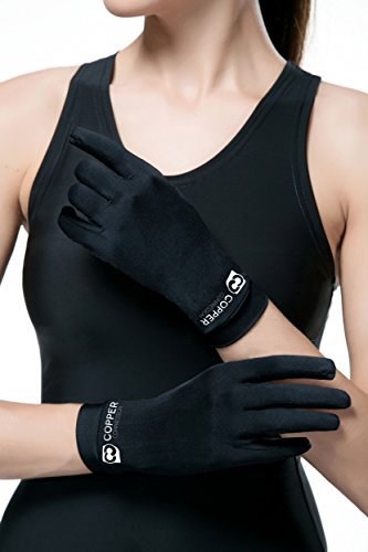 Copper Compression Full Finger Arthritis Gloves. #1 Highest Copper Content GUARANTEED! Best Copper Infused Fit Gloves For Carpal Tunnel, Computer Typing, & Support For Hands. 1 PAIR Of Gloves (Medium)