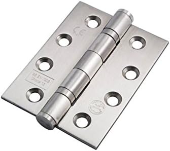 Pair of Stainless Steel Hinges, 2 ball bearing stainless steel Grade 13 square corner butt hinge, 76mm x 102mm x 3mm Suitable for use on Fire Doors, 30 / 60/ 90/ 120 &amp; 240 Minute. (Polished Stainless Steel)