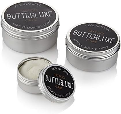 Butterluxe Tattoo Aftercare for Fresh & Old Ink - Healing & Moisturising - 100% Natural - 100% Organic - Made in the UK - Anti-Inflammatory & Anti-Bacterial - Choose Tin Size (150ml)