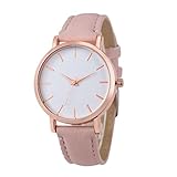 Armbanduhr Damen Uhr DOGZI Damen Uhren, Damen Armbanduhren Mode Uhren Leder Edelstahl Männer Frauen Stahl Analog Quarz-Armbanduhr (Rosa)