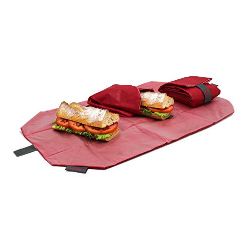 Roll'eat - Boc'n'Roll Square Bolsa Merienda Porta Bocadillos Ecológica y Reutilizable sin BPA, Rojo