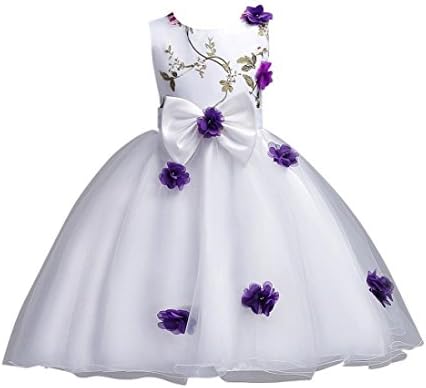 Girls Princess Dress, Sonnena Girls Party Dresses Pageant Bridesmaid Dress Wedding Formal Dress Girls Tutu Tulle Gown Dress Sleeveless Dresses Kids Sundres Easter Day Gift (6 Years, Purple)