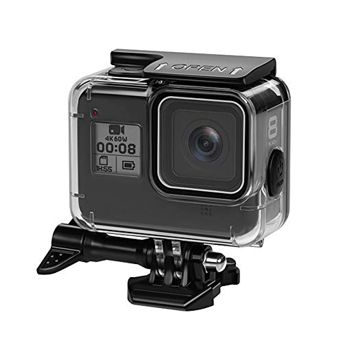 LARRITS - Carcasa de Silicona para GoPro Hero 8 (Incluye cordón de Silicona, Protector de Pantalla y Protector de Pantalla), Color Negro, Color Funda Impermeable.