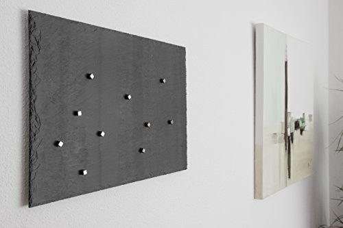 Schiefer Magnettafel (Echt Massiver Stein) ! – Pinnwand + Kreidetafel in 60 cm x 45 cm inkl. 10 Magnete – 350-500 Millionen Jahre alter Schiefer aus Spanischem Bergbauvorkommen - 6