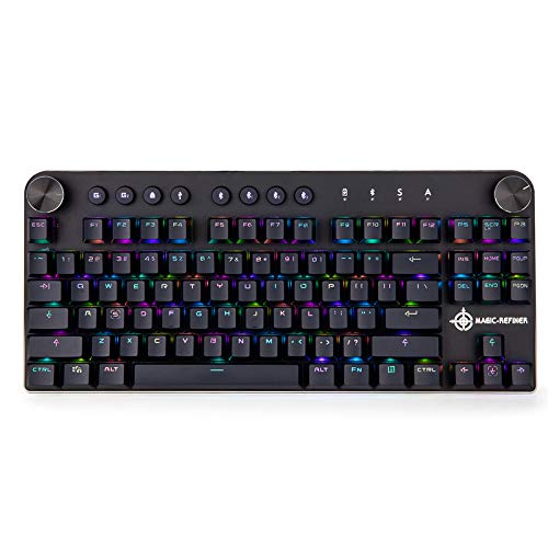 Preisvergleich Produktbild SSSLG Dual Mode Wireless Bluetooth Mechanical Keyboard, Aluminum Alloy, Led Backlit Gaming Keyboard, 87 Schlüssel, geeignet für PC-Gamer, eingebauter Akku,Black
