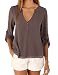Produktbild hippolo Damen v-collar Lange Ärmel Taille Unregelmäßige Größe Chiffon Shirt coffee 5XL