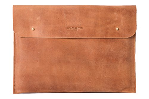 HOLZRICHTER Handgefertigte Lederh  lle f  r Ultrabooks  Apple MacBook 13  Air Retina  Hochwertige Sleeve Tasche aus Leder 13 Zoll - Camel-Braun