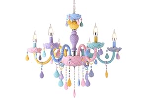 WDW Geniune K9 Crystal Chandelier Pendent Ceiling Light Children's Room 6 Arms Macaron Multiple Colours (6 Arms)