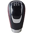 CARIZO Gear Shift Knob (Design - SC Leather, Black & Red) Gear Lever Shifter Knob with 4 Adapters Compatible with Ford Ecosport (Type-I) 2013-2019
