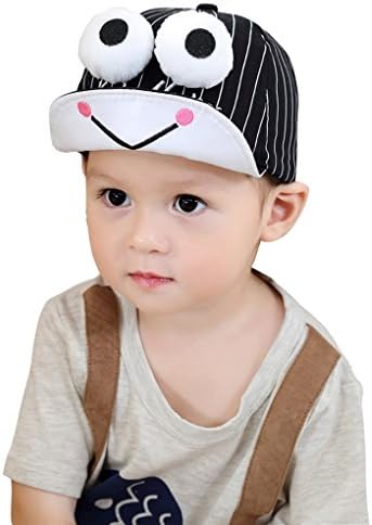 Paciffico Kids Flat Brim Baseball Cap Big Eyes Cartoon Soft Eaves Cloth Black Cap Boy Girls Sport Hat