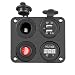 Produktbild Dual USB Ladegerät Schalter Panel, 4 in 1 Auto Adapter 12V Steckdose Wasserdichte mit LED Voltmeter, ON/OFF Schalter & Zigarettenanzünder Panel für Auto, Boot, Wohnmobil, Truck, GPS, Telefone