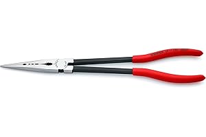 Knipex Long Reach Needle Nose Pliers with transverse profiles black atramentized, plastic coated 280 mm (self-service card/blister) 28 71 280 SB