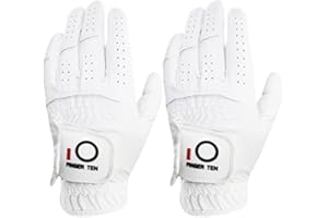 FINGER TEN Golf Gloves Men Left Hand for Right Handed Golfer Resistant Grip Weathersof Value 2 Pack, Men’s Golf Glove Relaxgrip Hot Wet Weather Durable Breathable for Perfect Swing