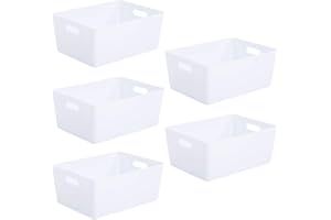 ZHOVEE Wham Bam 5.02 Ice White Plastic Studio Storage Baskets Office Home & Kitchen Tidy Organiser 35 x 26 x 15cm (5 Baskets)