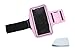 Produktbild Sportarmband-Halterung mit Tasche Rosa + Reinigungstuch. Für HTC Desire 650 | 10 | U Play | One x10 | One A9s | Desire 630 und Huawei Y7 Prime | Honor 9 + 6A | Nova 2 Smartphones / Handys / MP3-Player