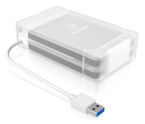 Icy Box IB-AC7032-U3 USB 3.0 Adapter für 2,5 Zoll SATA Festplatten und SSDs inkl. Doppel-Schutzbox, SATA III, UASP, weiß - 5